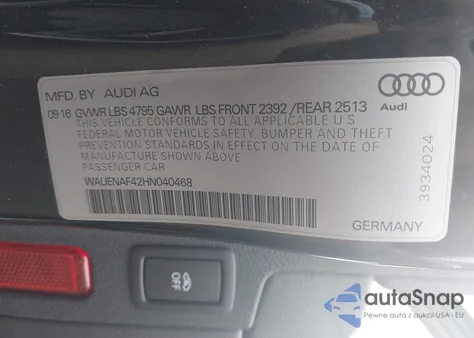 2017 Audi A4 2.0T Premium из США, поврежденный, VIN WAUENAF42HN040468